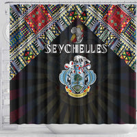 Seychelles Roots Shower Curtain African Map in Fingerprint and Tribal Colors