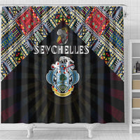 Seychelles Roots Shower Curtain African Map in Fingerprint and Tribal Colors