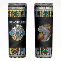 Seychelles Roots Skinny Tumbler African Map in Fingerprint and Tribal Colors