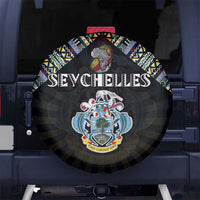 Seychelles Roots Spare Tire Cover African Map in Fingerprint and Tribal Colors