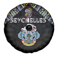 Seychelles Roots Spare Tire Cover African Map in Fingerprint and Tribal Colors