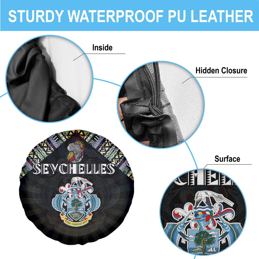 Seychelles Roots Spare Tire Cover African Map in Fingerprint and Tribal Colors