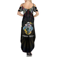 Personalized Seychelles Roots Summer Maxi Dress African Map in Fingerprint and Tribal Colors
