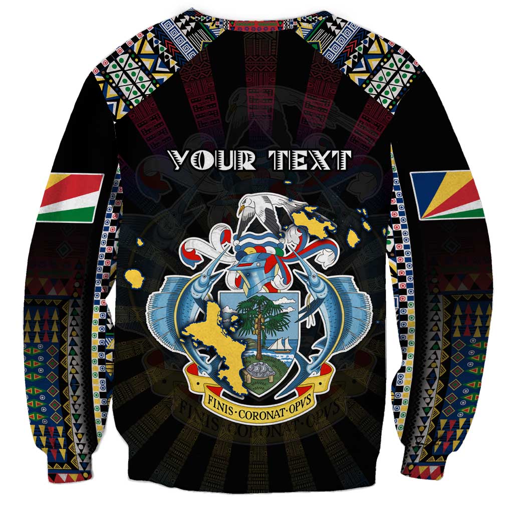 Personalized Seychelles Roots Sweatshirt African Map in Fingerprint and Tribal Colors
