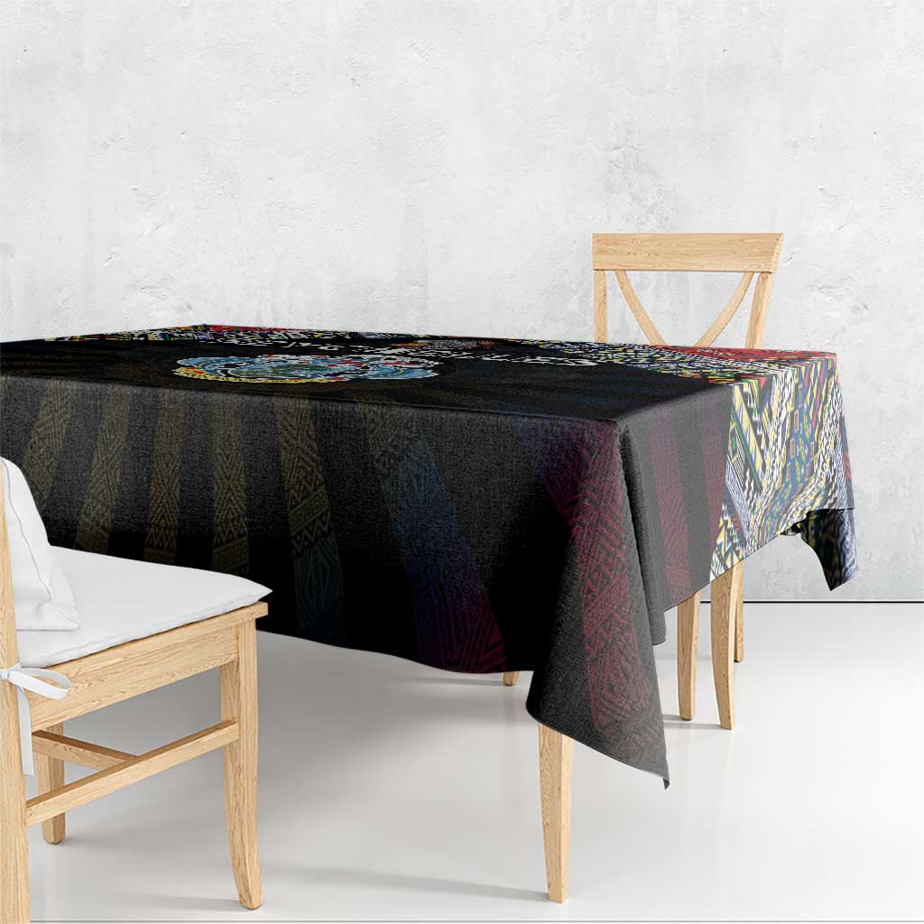 Seychelles Roots Tablecloth African Map in Fingerprint and Tribal Colors