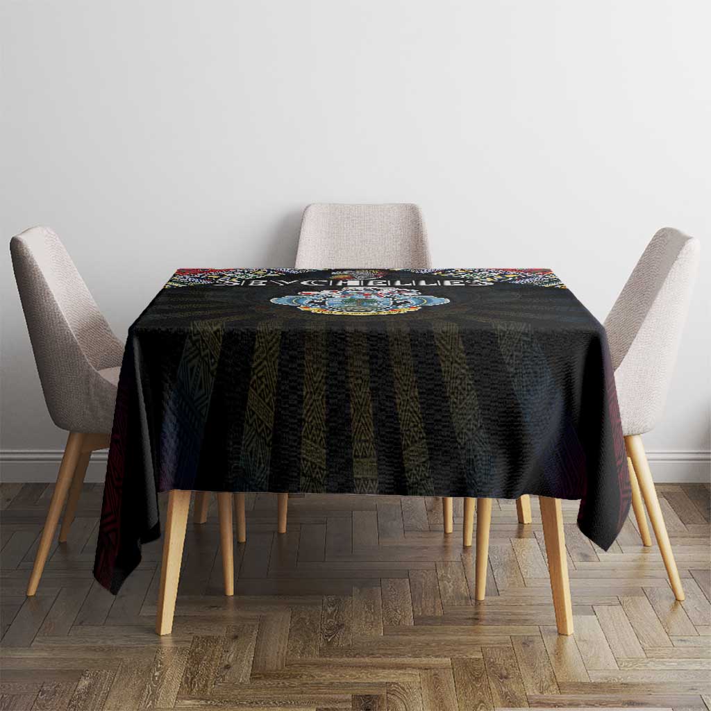 Seychelles Roots Tablecloth African Map in Fingerprint and Tribal Colors