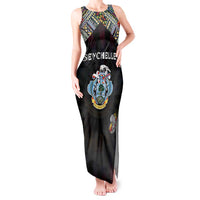 Personalized Seychelles Roots Tank Maxi Dress African Map in Fingerprint and Tribal Colors