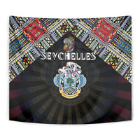 Seychelles Roots Tapestry African Map in Fingerprint and Tribal Colors