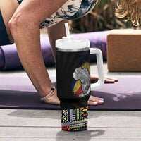 Seychelles Roots Tumbler With Handle African Map in Fingerprint and Tribal Colors