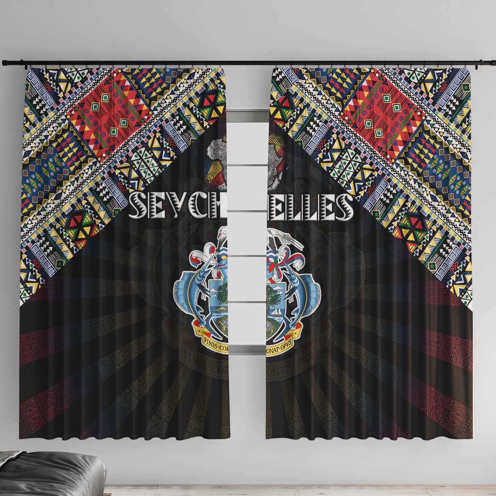 Seychelles Roots Window Curtain African Map in Fingerprint and Tribal Colors