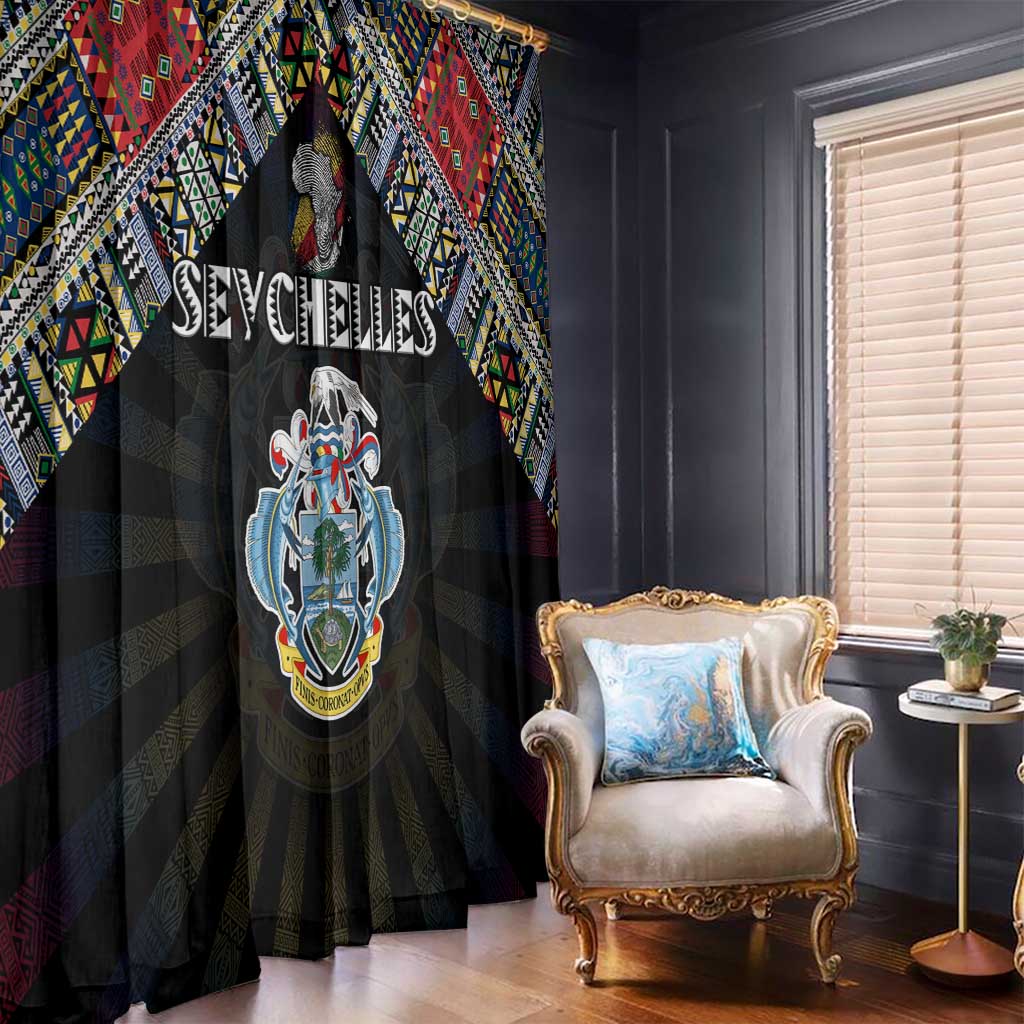 Seychelles Roots Window Curtain African Map in Fingerprint and Tribal Colors