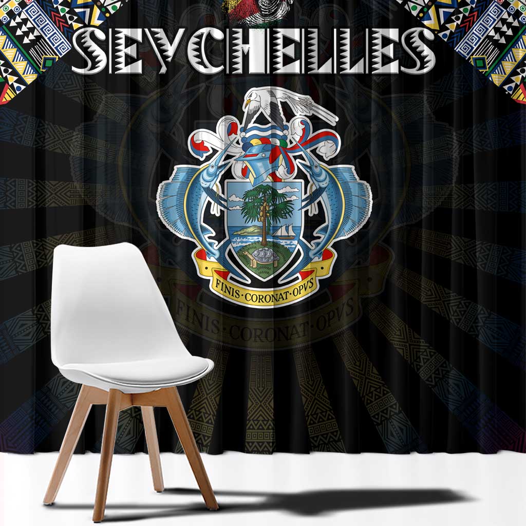 Seychelles Roots Window Curtain African Map in Fingerprint and Tribal Colors