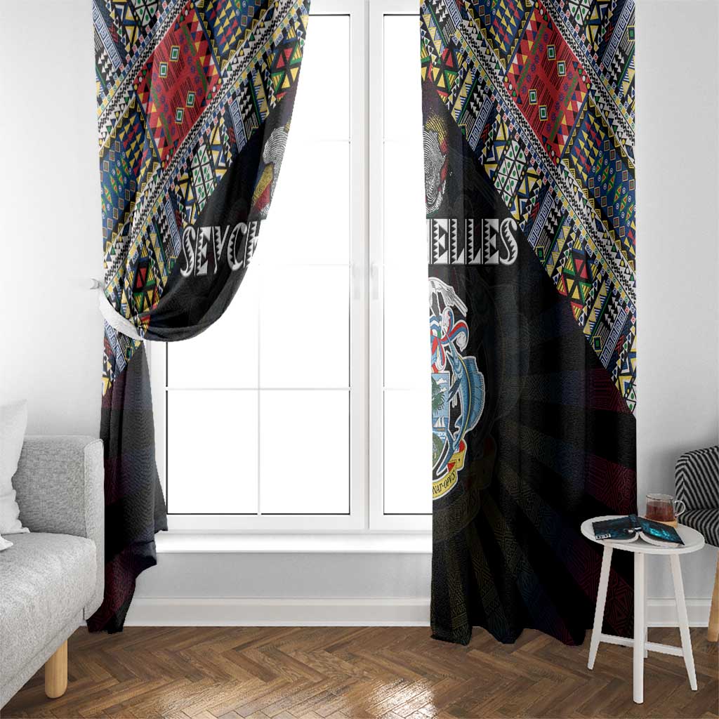 Seychelles Roots Window Curtain African Map in Fingerprint and Tribal Colors