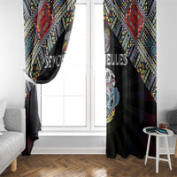 Seychelles Roots Window Curtain African Map in Fingerprint and Tribal Colors