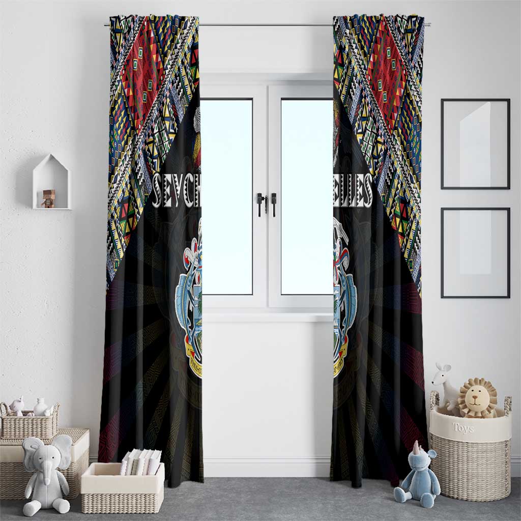 Seychelles Roots Window Curtain African Map in Fingerprint and Tribal Colors