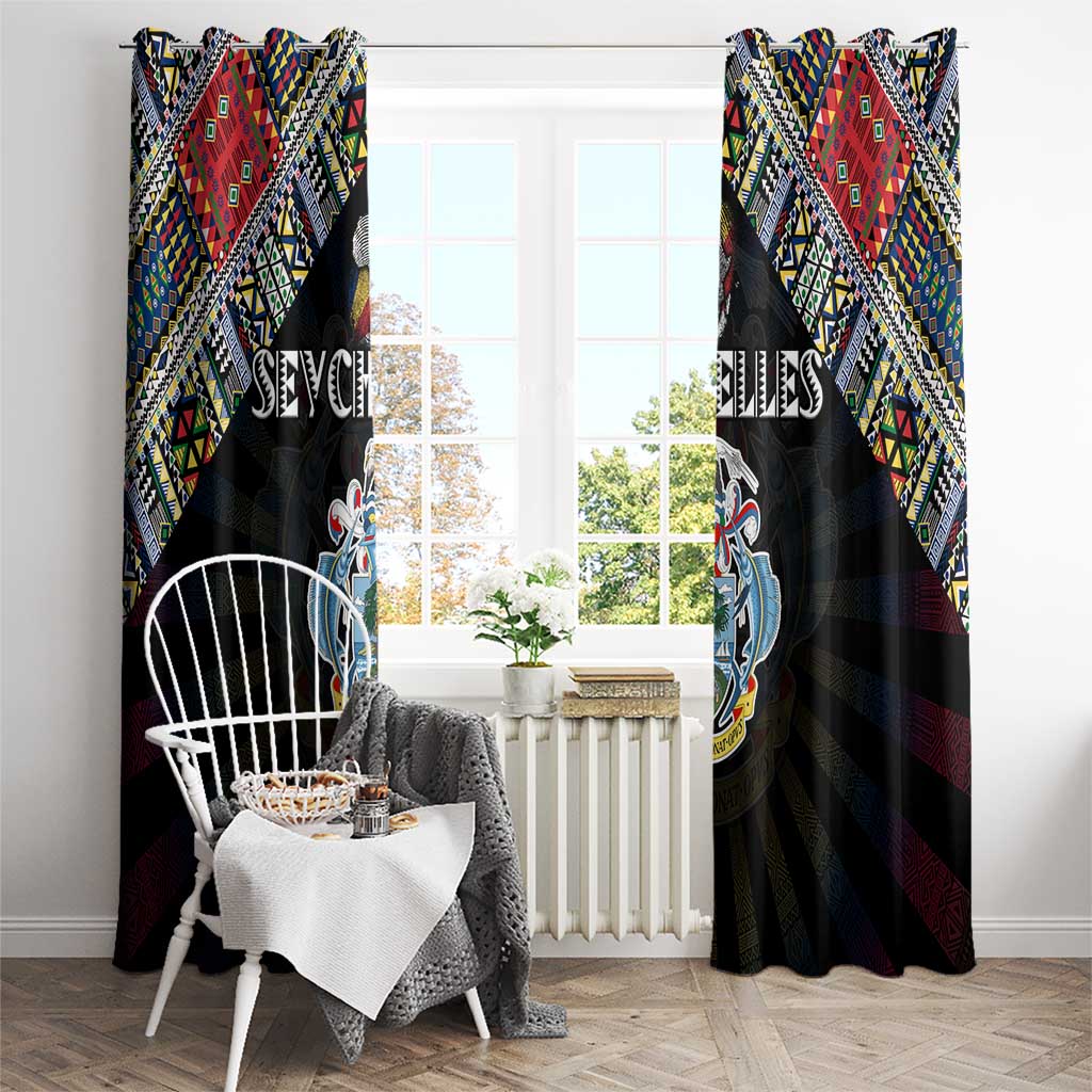 Seychelles Roots Window Curtain African Map in Fingerprint and Tribal Colors