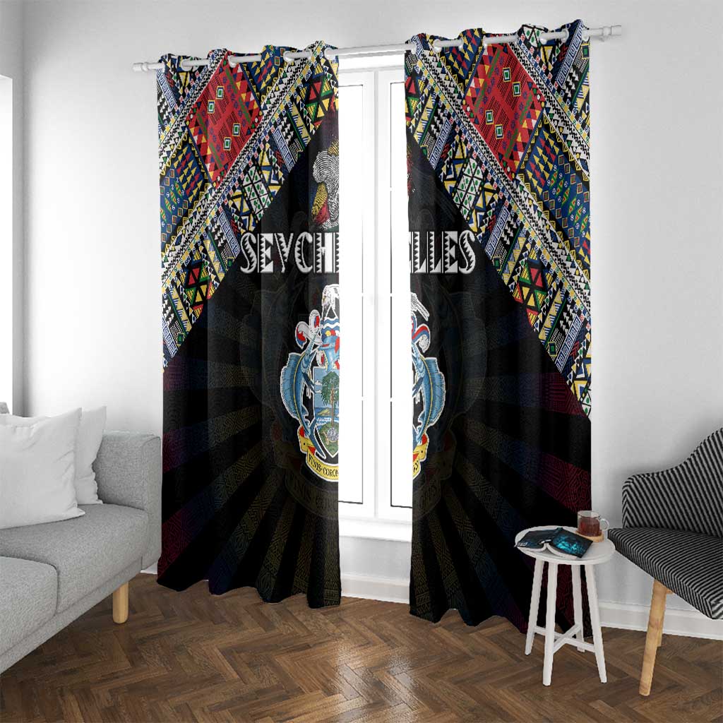 Seychelles Roots Window Curtain African Map in Fingerprint and Tribal Colors