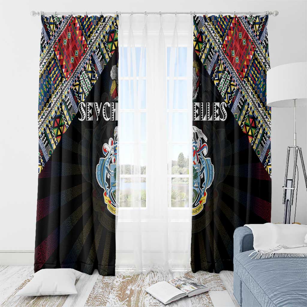 Seychelles Roots Window Curtain African Map in Fingerprint and Tribal Colors