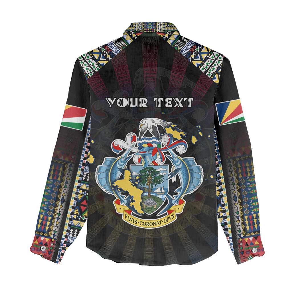Personalized Seychelles Roots Women Casual Shirt African Map in Fingerprint and Tribal Colors