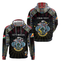 Personalized Seychelles Roots Zip Hoodie African Map in Fingerprint and Tribal Colors