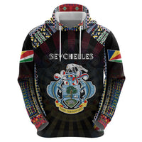 Personalized Seychelles Roots Zip Hoodie African Map in Fingerprint and Tribal Colors