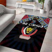 DR Congo Roots Area Rug African Map in Fingerprint and Tribal Colors