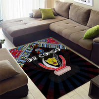 DR Congo Roots Area Rug African Map in Fingerprint and Tribal Colors