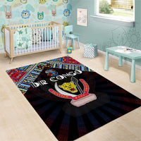 DR Congo Roots Area Rug African Map in Fingerprint and Tribal Colors
