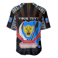 Personalized DR Congo Roots Baseball Jersey African Map in Fingerprint and Tribal Colors
