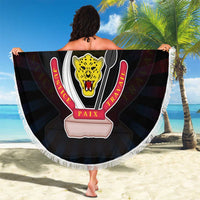 DR Congo Roots Beach Blanket African Map in Fingerprint and Tribal Colors