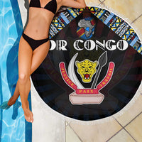 DR Congo Roots Beach Blanket African Map in Fingerprint and Tribal Colors