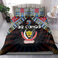DR Congo Roots Bedding Set African Map in Fingerprint and Tribal Colors