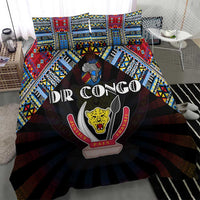 DR Congo Roots Bedding Set African Map in Fingerprint and Tribal Colors