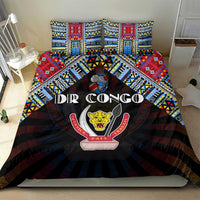 DR Congo Roots Bedding Set African Map in Fingerprint and Tribal Colors