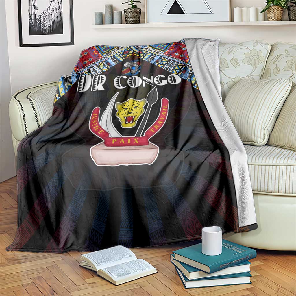 DR Congo Roots Blanket African Map in Fingerprint and Tribal Colors