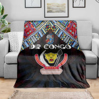 DR Congo Roots Blanket African Map in Fingerprint and Tribal Colors