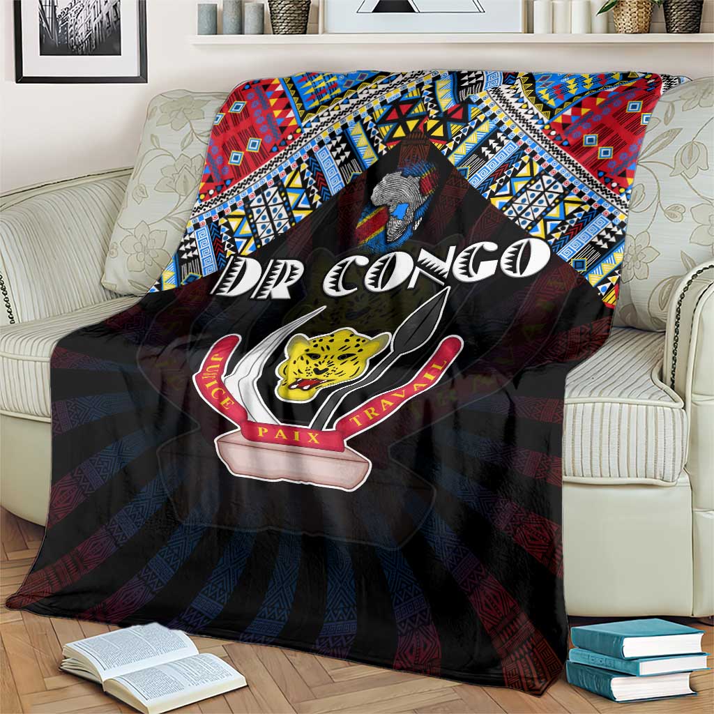 DR Congo Roots Blanket African Map in Fingerprint and Tribal Colors