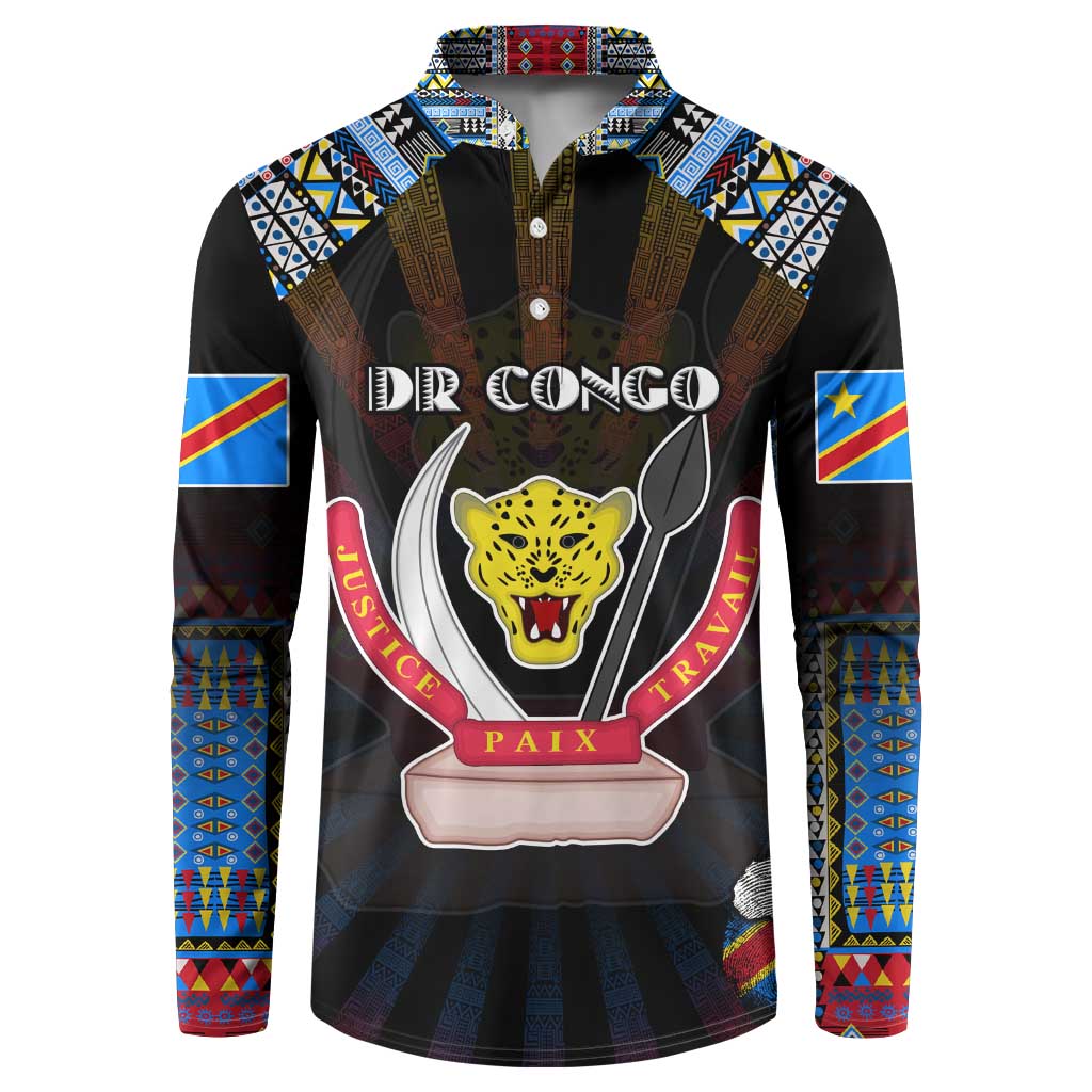 Personalized DR Congo Roots Button Sweatshirt African Map in Fingerprint and Tribal Colors
