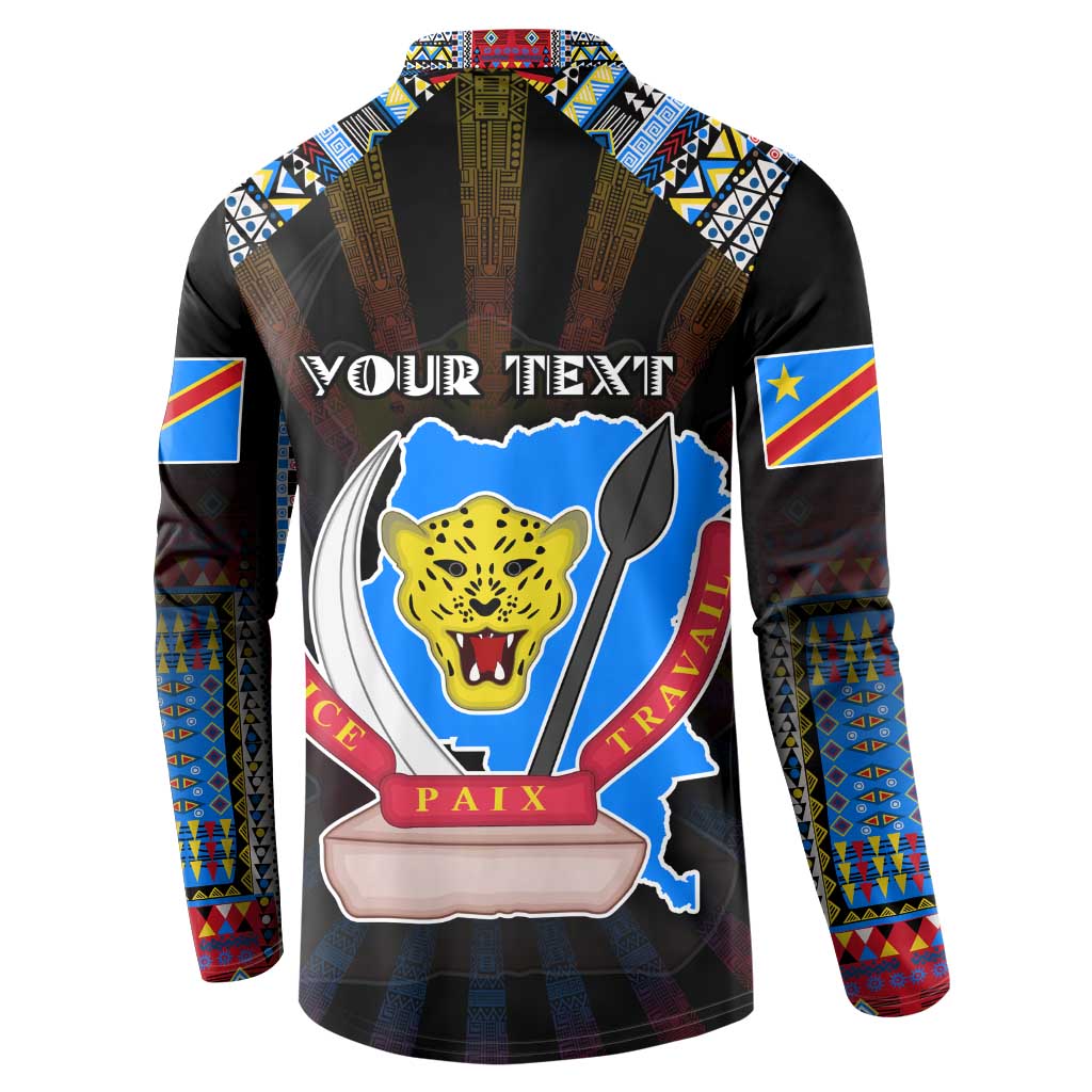 Personalized DR Congo Roots Button Sweatshirt African Map in Fingerprint and Tribal Colors
