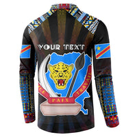 Personalized DR Congo Roots Button Sweatshirt African Map in Fingerprint and Tribal Colors