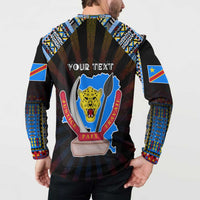 Personalized DR Congo Roots Button Sweatshirt African Map in Fingerprint and Tribal Colors