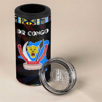 DR Congo Roots 4 in 1 Can Cooler Tumbler African Map in Fingerprint and Tribal Colors