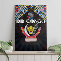 DR Congo Roots Canvas Wall Art African Map in Fingerprint and Tribal Colors