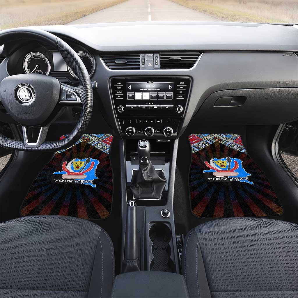 DR Congo Roots Car Mats African Map in Fingerprint and Tribal Colors
