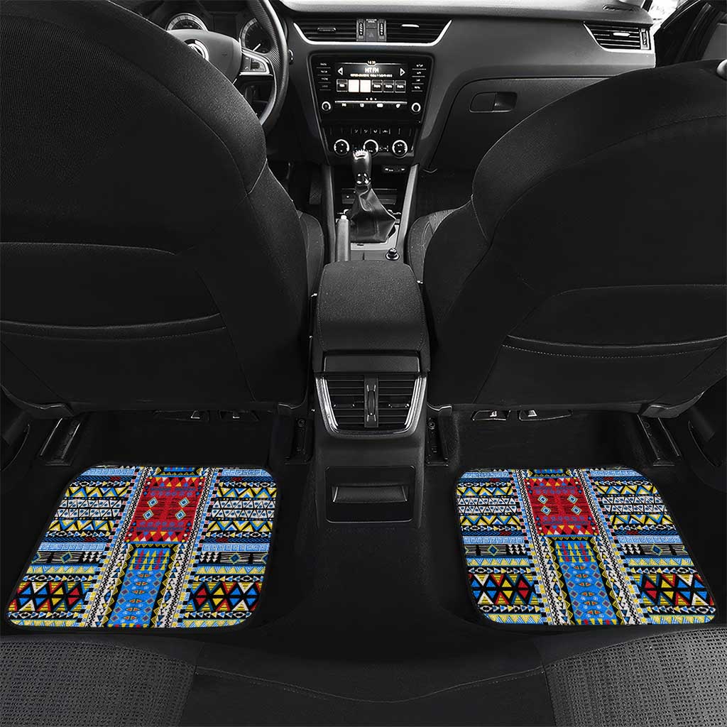 DR Congo Roots Car Mats African Map in Fingerprint and Tribal Colors