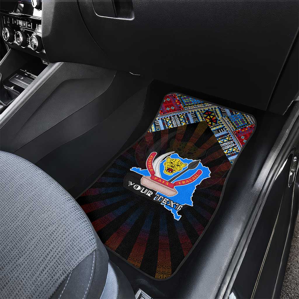 DR Congo Roots Car Mats African Map in Fingerprint and Tribal Colors