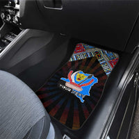 DR Congo Roots Car Mats African Map in Fingerprint and Tribal Colors