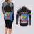 Personalized DR Congo Roots Couples Matching Long Sleeve Bodycon Dress and Long Sleeve Button Shirt African Map in Fingerprint and Tribal Colors