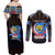 Personalized DR Congo Roots Couples Matching Off Shoulder Maxi Dress and Long Sleeve Button Shirt African Map in Fingerprint and Tribal Colors
