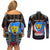 Personalized DR Congo Roots Couples Matching Off Shoulder Short Dress and Long Sleeve Button Shirt African Map in Fingerprint and Tribal Colors